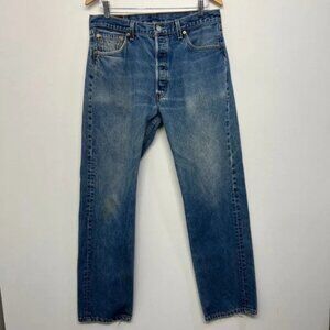 Vtg Levis 501xx Button Fly Blue Jeans USA MADE Denim Pants 501-0000 Size 36 x 36